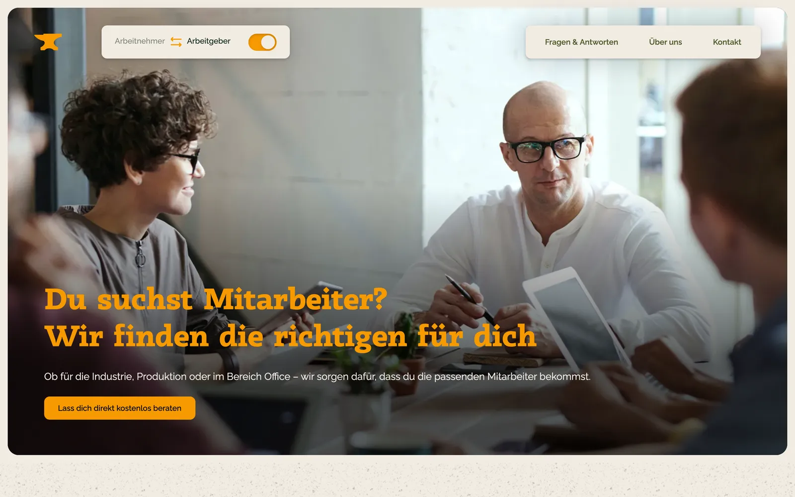 Startseite für Arbeitgeber: „Du suchst Mitarbeiter? Wir finden die richtigen für dich“