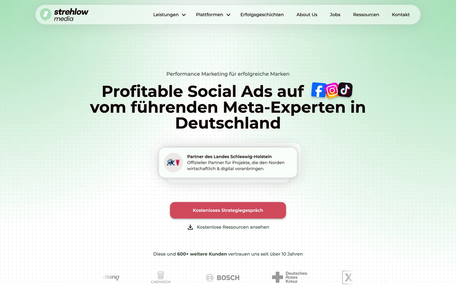 Startseite von Strehlow Media: profitable Social Ads vom führenden Meta-Experten in Deutschland